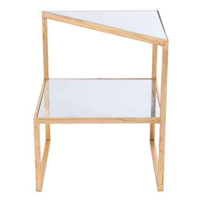 Planes Side Table Gold & Mirror - Sideboards and Things Accents_Gold, Brand_Zuo Modern, Color_Gold, Depth_10-20, Finish_Hand Painted, Finish_Polished, Height_20-30, Materials_Glass, Materials_Metal, Metal Type_Steel, Product Type_Side Table, Width_10-20