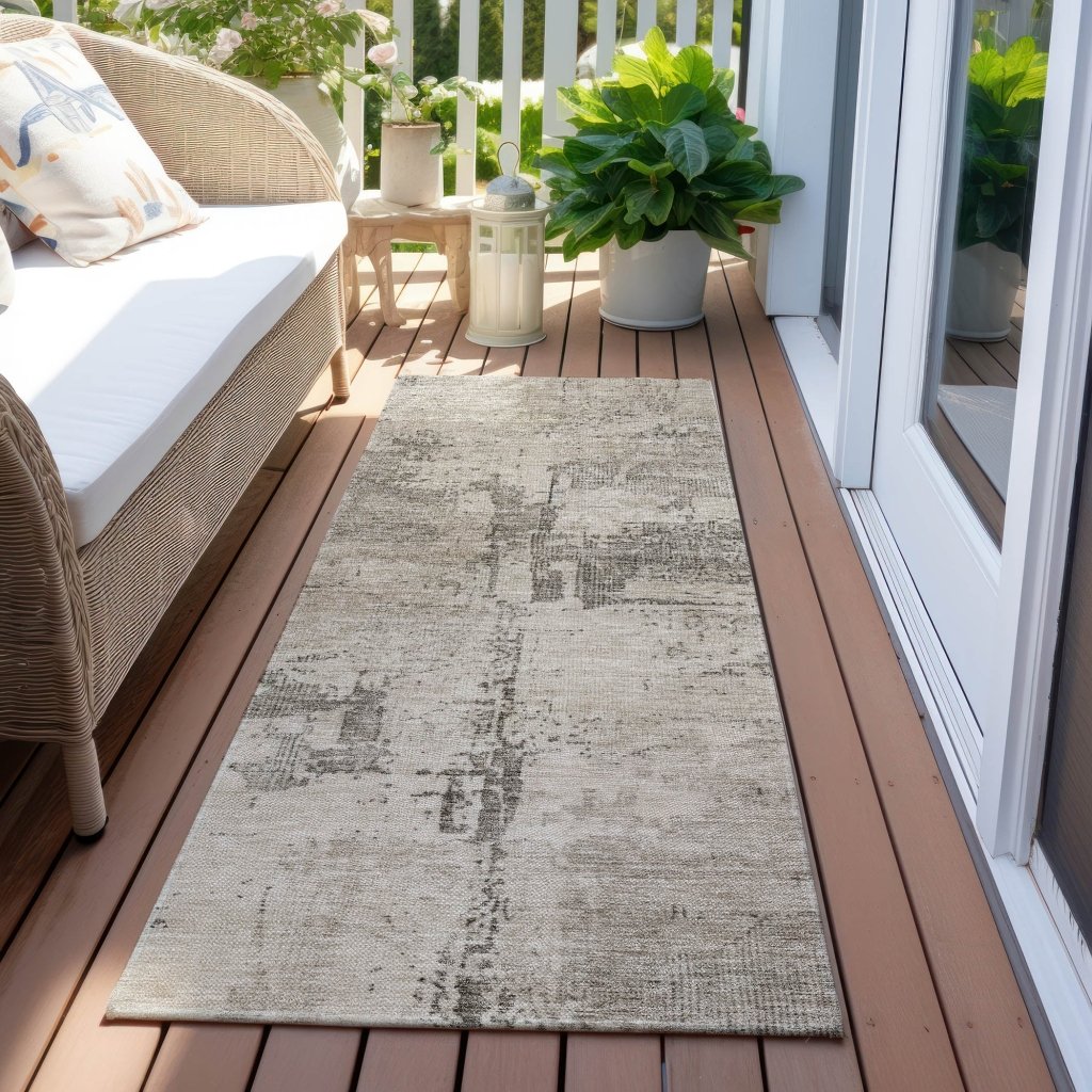 LOOMLAN Rugs Pliora Ivory Washable Indoor-Outdoor Rug