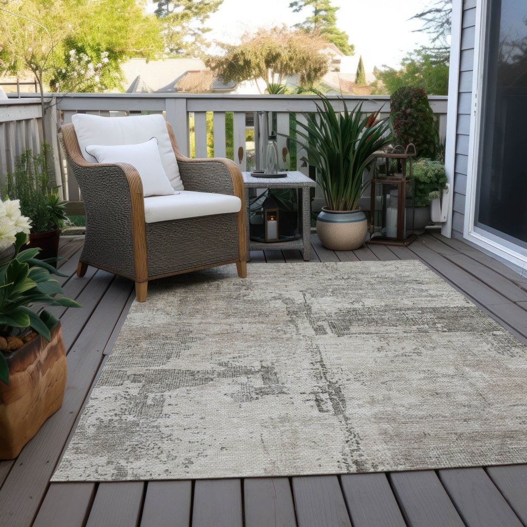 LOOMLAN Rugs Pliora Ivory Washable Indoor-Outdoor Rug