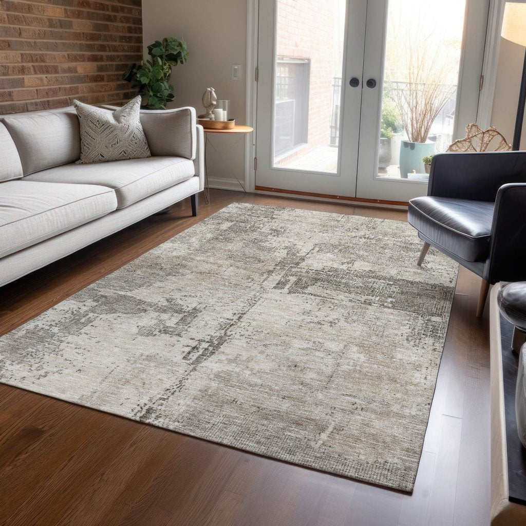 LOOMLAN Rugs Pliora Ivory Washable Indoor-Outdoor Rug