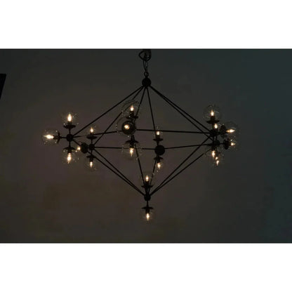 Pluto Black Iron Glass Chandelier