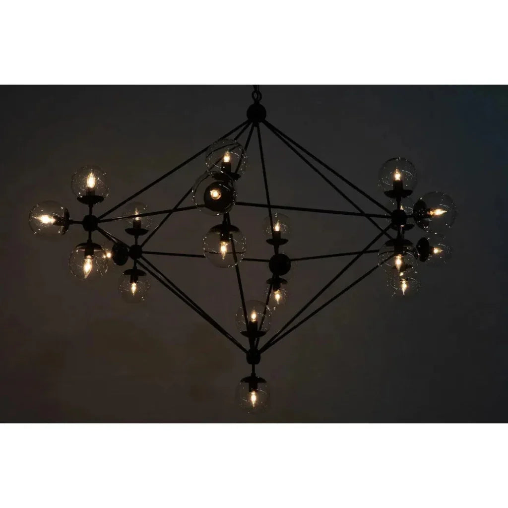 Pluto Black Iron Glass Chandelier