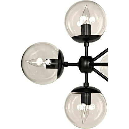 Pluto Black Iron Glass Chandelier