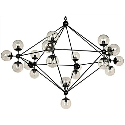 Pluto Black Iron Glass Chandelier