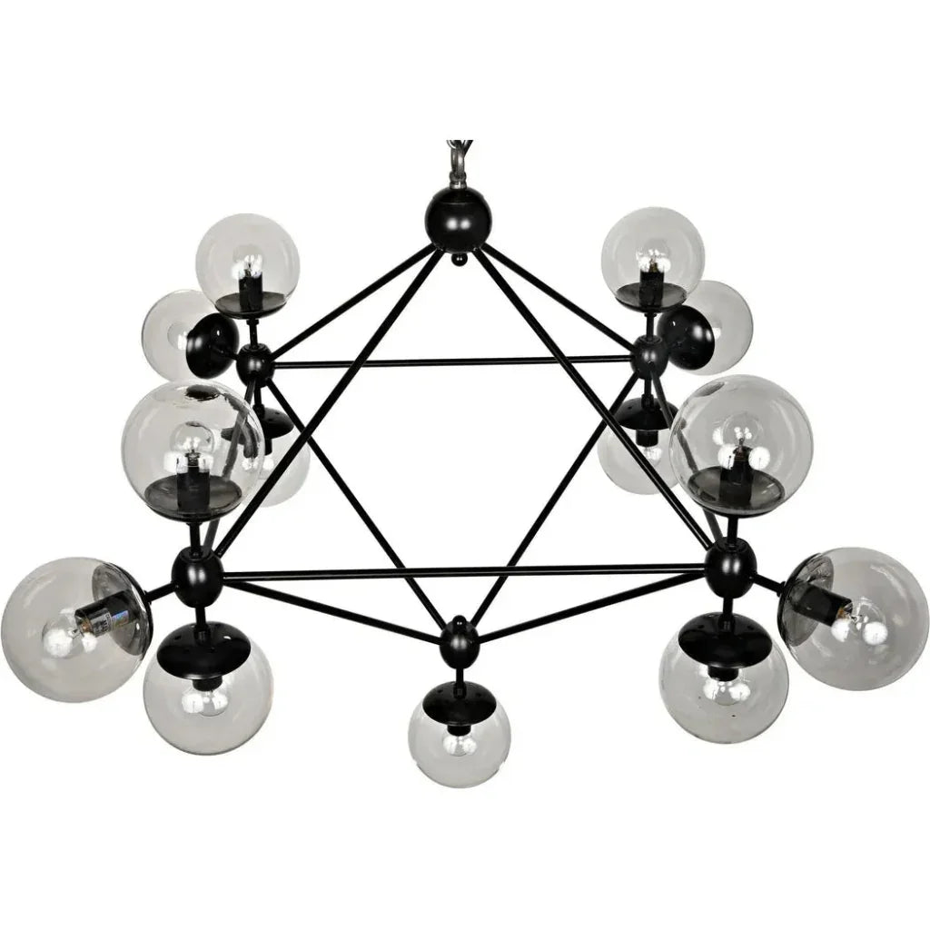 Pluto Black Iron Glass Chandelier