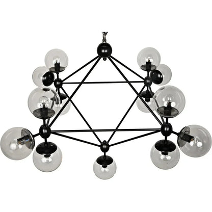 Pluto Black Iron Glass Chandelier