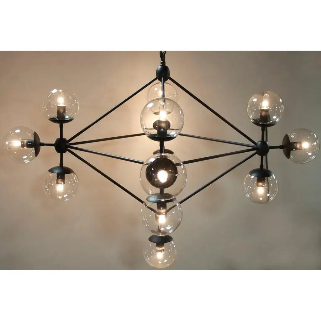 Pluto Black Iron Glass Chandelier