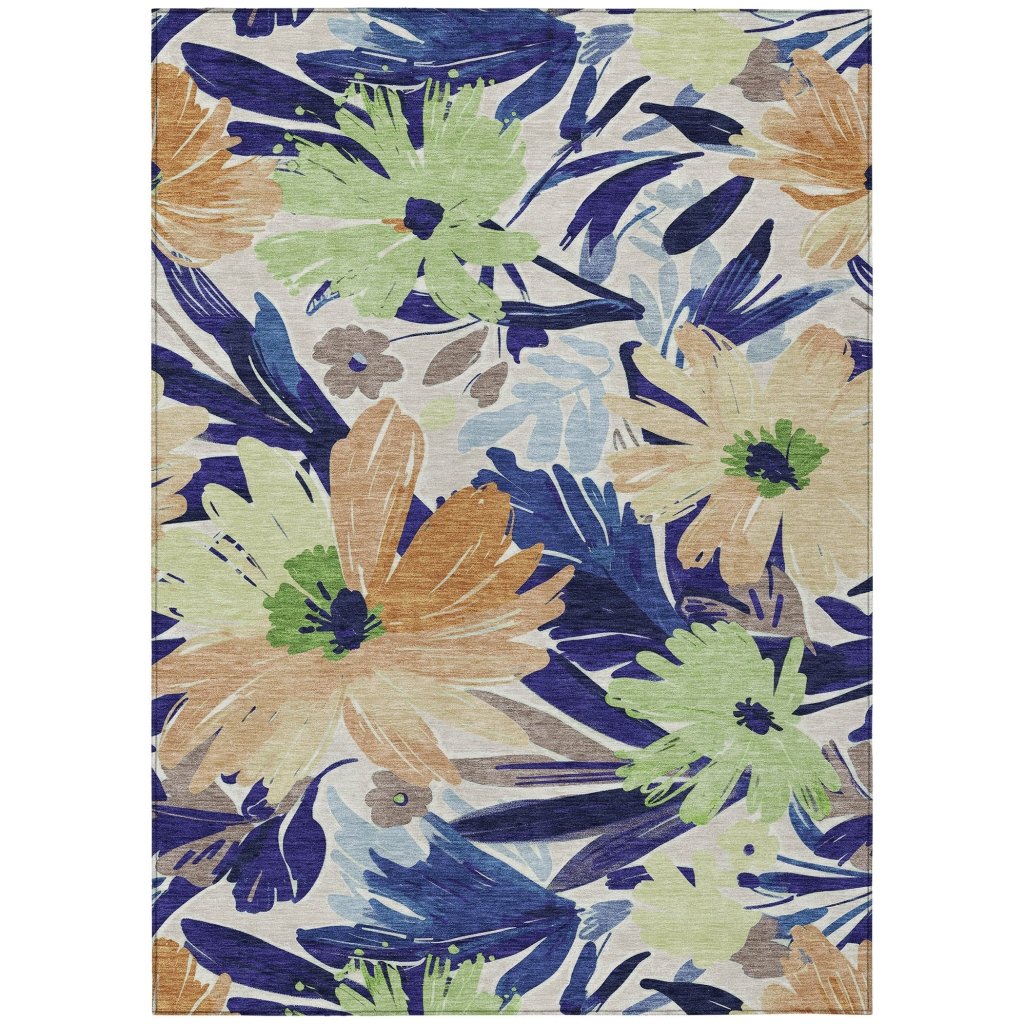 LOOMLAN Rugs Plyven Blue Washable Indoor-Outdoor Rug