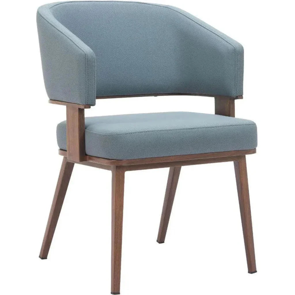 Zuo Modern Poise Wood & Steel Blue Dining Arm Chair 2PC