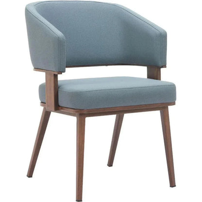 Zuo Modern Poise Wood & Steel Blue Dining Arm Chair 2PC