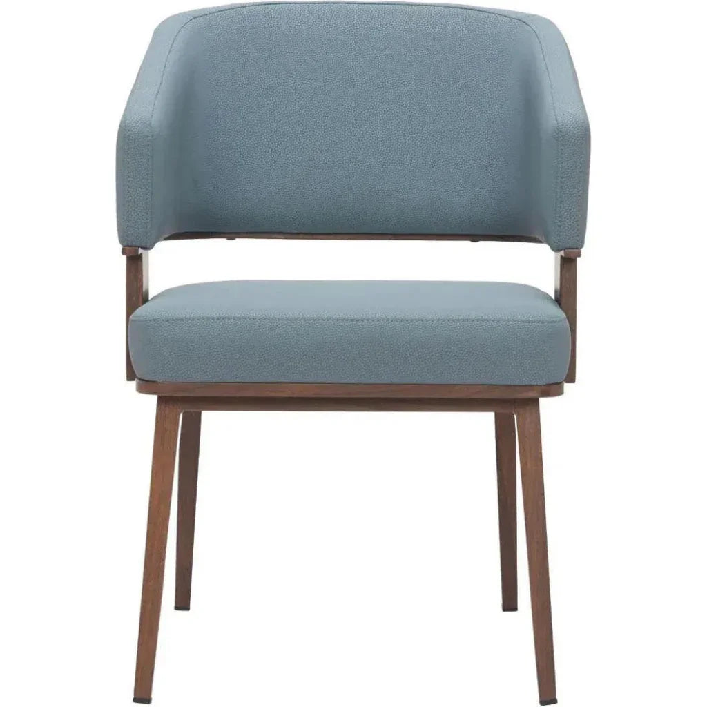 Zuo Modern Poise Wood & Steel Blue Dining Arm Chair 2PC