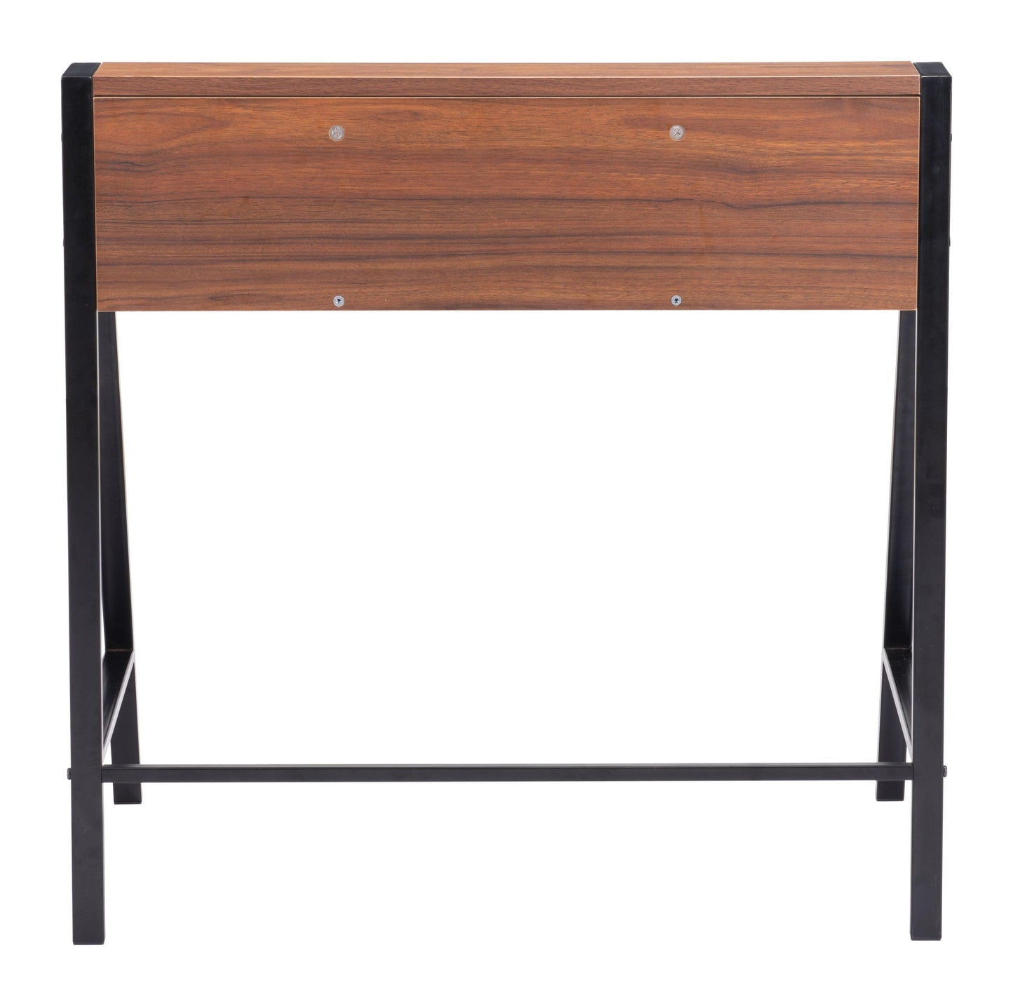 Poland Desk Walnut & Black - Sideboards and Things Brand_Zuo Modern, Color_Black, Color_Brown, Depth_10-20, Finish_Powder Coated, Height_30-40, Materials_Metal, Materials_Wood, Metal Type_Steel, Product Type_Standard Desk, Width_30-40, Wood Species_MDF