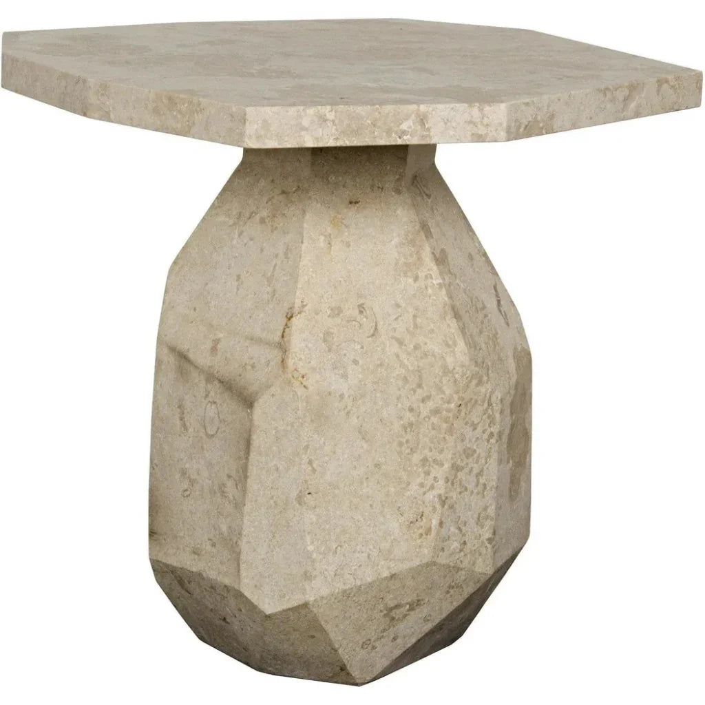 Noir Polyhedron Geometric Marble Side Table