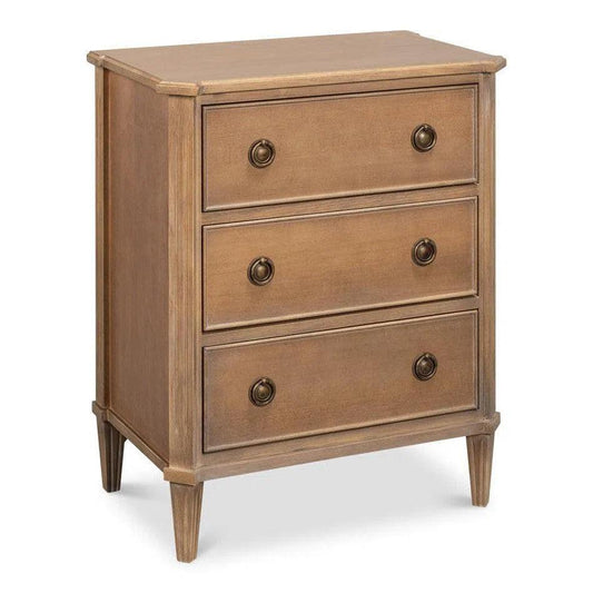 Sarreid Poppin's Tulip Wood Rectangular Side Table 3 Drawers