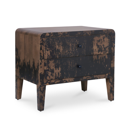 Iris Distressed Black Mango Wood Nightstand