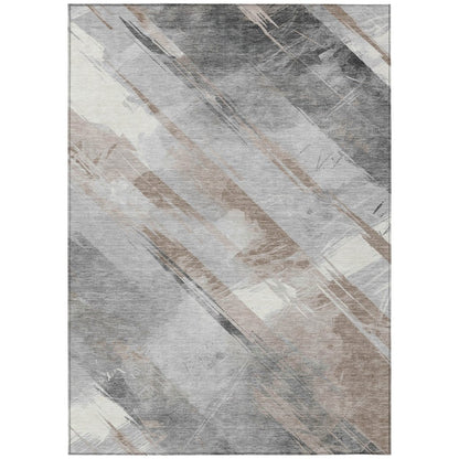 LOOMLAN Rugs Prestavia Brown Washable Indoor-Outdoor Rug