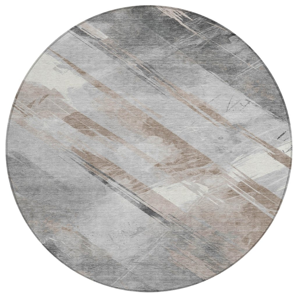 LOOMLAN Rugs Prestavia Brown Washable Indoor-Outdoor Rug