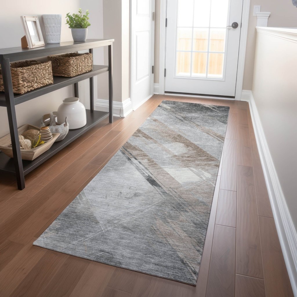 LOOMLAN Rugs Prestavia Brown Washable Indoor-Outdoor Rug