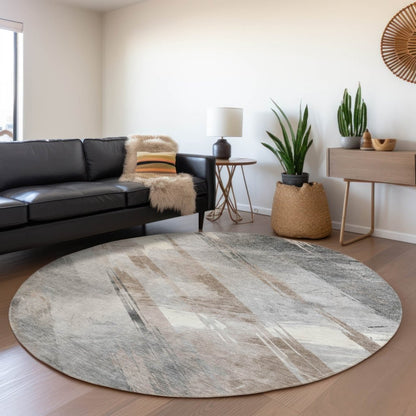 LOOMLAN Rugs Prestavia Brown Washable Indoor-Outdoor Rug