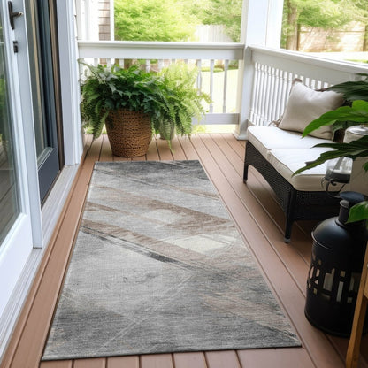 LOOMLAN Rugs Prestavia Brown Washable Indoor-Outdoor Rug