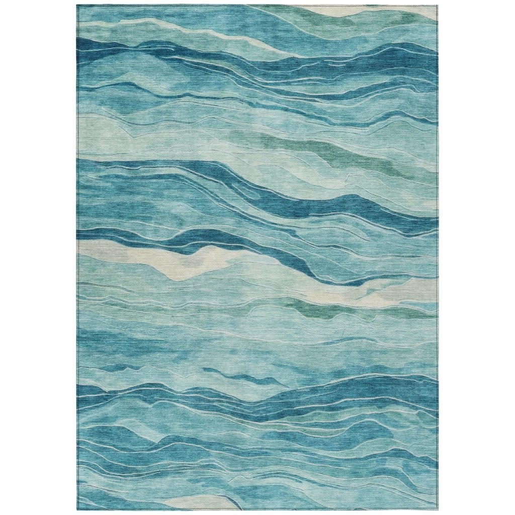LOOMLAN Rugs Prestina Teal Washable Indoor-Outdoor Rug