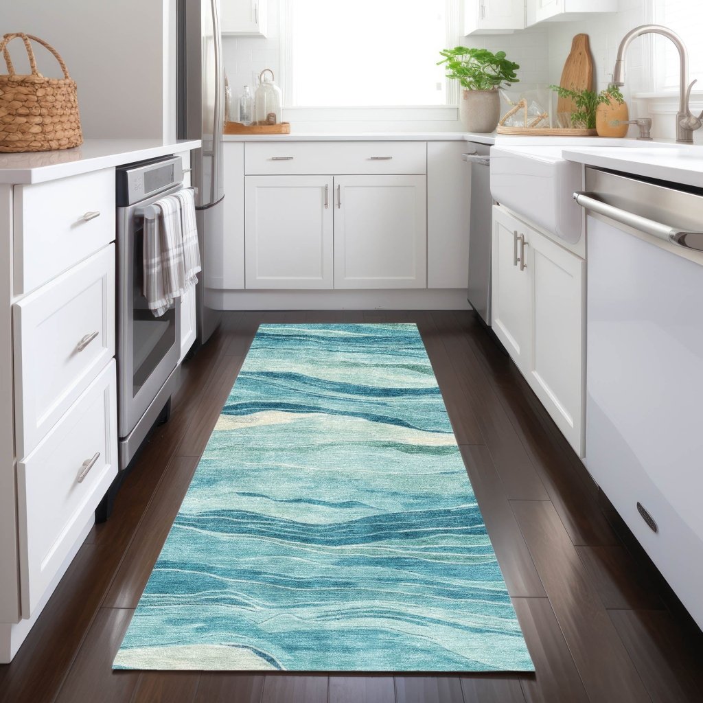 LOOMLAN Rugs Prestina Teal Washable Indoor-Outdoor Rug