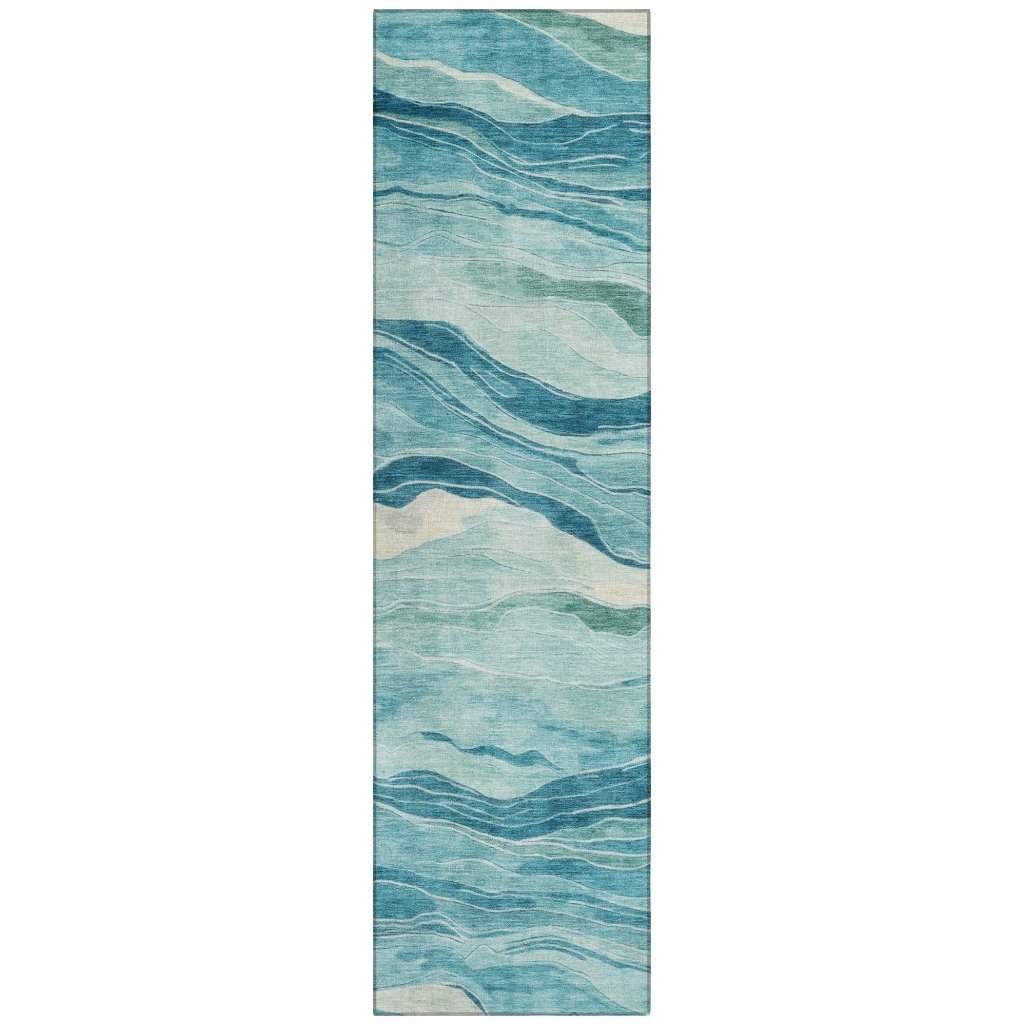 LOOMLAN Rugs Prestina Teal Washable Indoor-Outdoor Rug