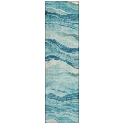 LOOMLAN Rugs Prestina Teal Washable Indoor-Outdoor Rug