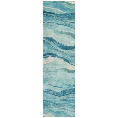 LOOMLAN Rugs Prestina Teal Washable Indoor-Outdoor Rug