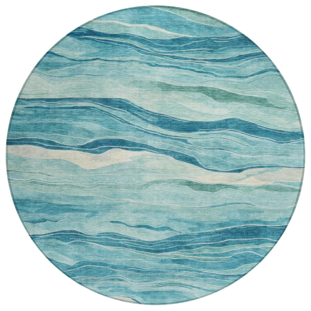 LOOMLAN Rugs Prestina Teal Washable Indoor-Outdoor Rug