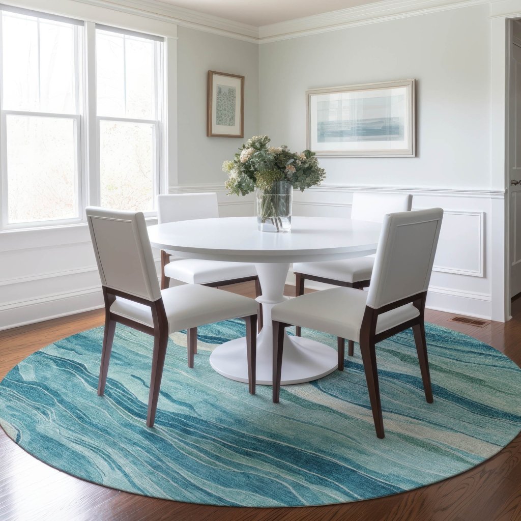 LOOMLAN Rugs Prestina Teal Washable Indoor-Outdoor Rug