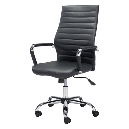 Primero Office Chair Black - Sideboards and Things Brand_Zuo Modern, Color_Black, Color_Silver, Depth_20-30, Features_Adjustable Height, Finish_Polished, Height_30-40, Materials_Metal, Materials_Upholstery, Metal Type_Steel, Upholstery Type_Leather, Upholstery Type_Vegan Leather, Width_20-30