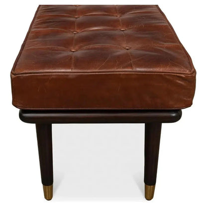 Prince Albert Bench Natural Leather - LOOMLAN - Sarreid - Bedroom Benches