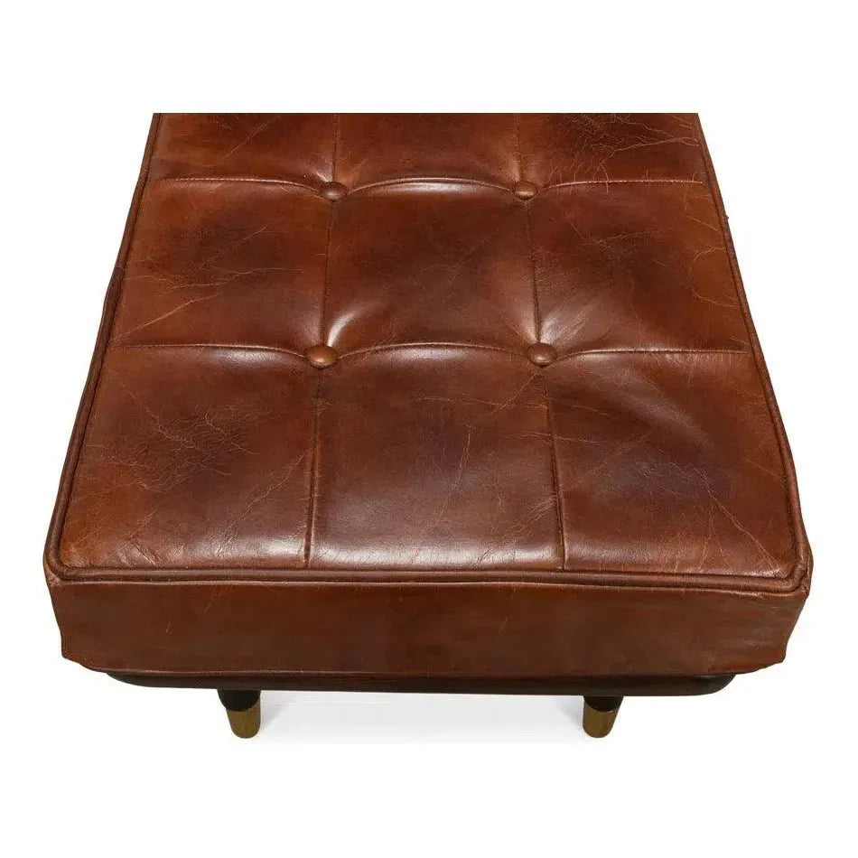 Prince Albert Bench Natural Leather - LOOMLAN - Sarreid - Bedroom Benches