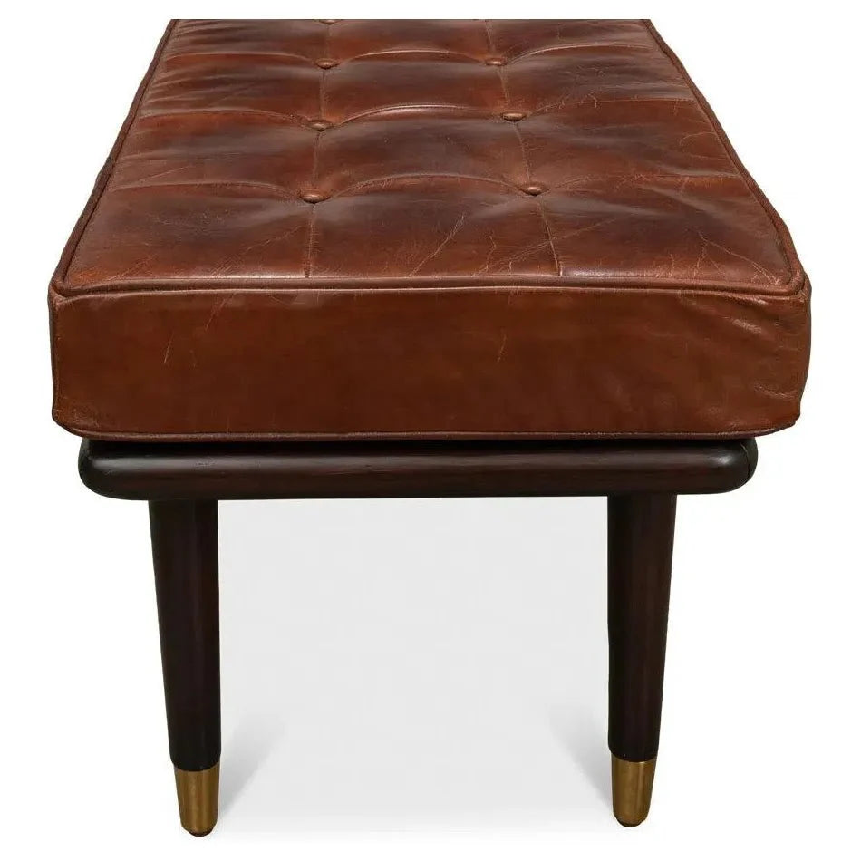 Prince Albert Bench Natural Leather - LOOMLAN - Sarreid - Bedroom Benches