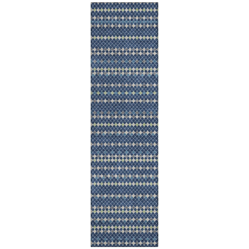 LOOMLAN Rugs Prismine Blue Washable Indoor-Outdoor Rug