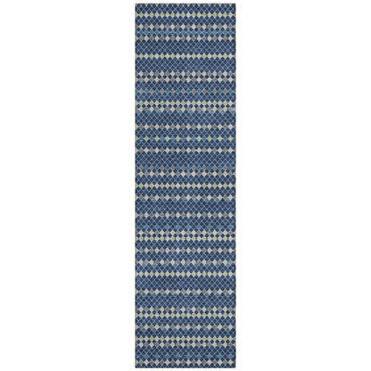 LOOMLAN Rugs Prismine Blue Washable Indoor-Outdoor Rug