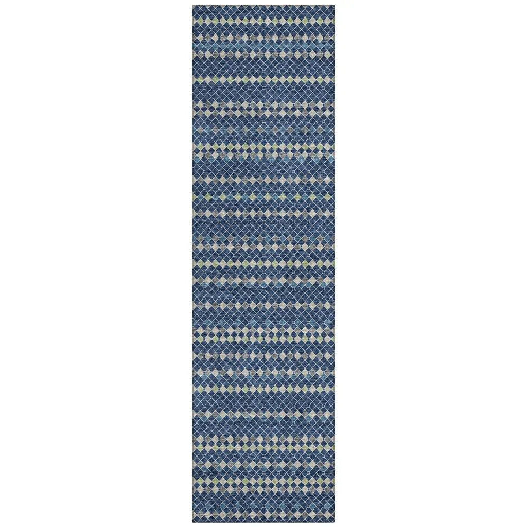 LOOMLAN Rugs Prismine Blue Washable Indoor-Outdoor Rug