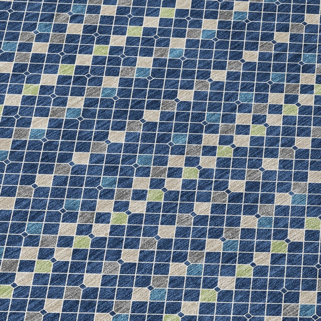 LOOMLAN Rugs Prismine Blue Washable Indoor-Outdoor Rug