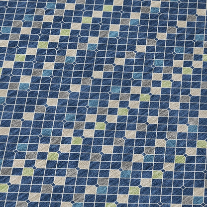 LOOMLAN Rugs Prismine Blue Washable Indoor-Outdoor Rug