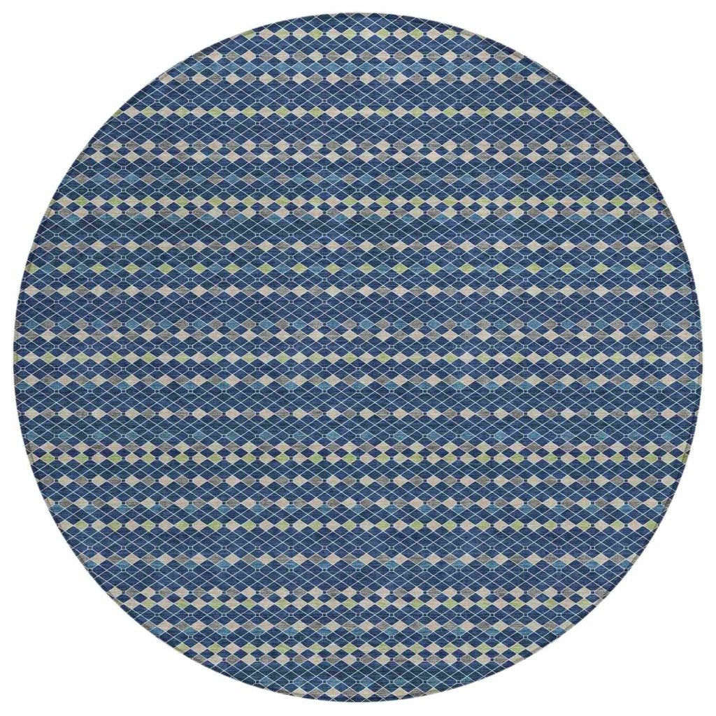 LOOMLAN Rugs Prismine Blue Washable Indoor-Outdoor Rug