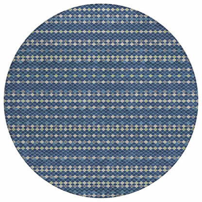LOOMLAN Rugs Prismine Blue Washable Indoor-Outdoor Rug