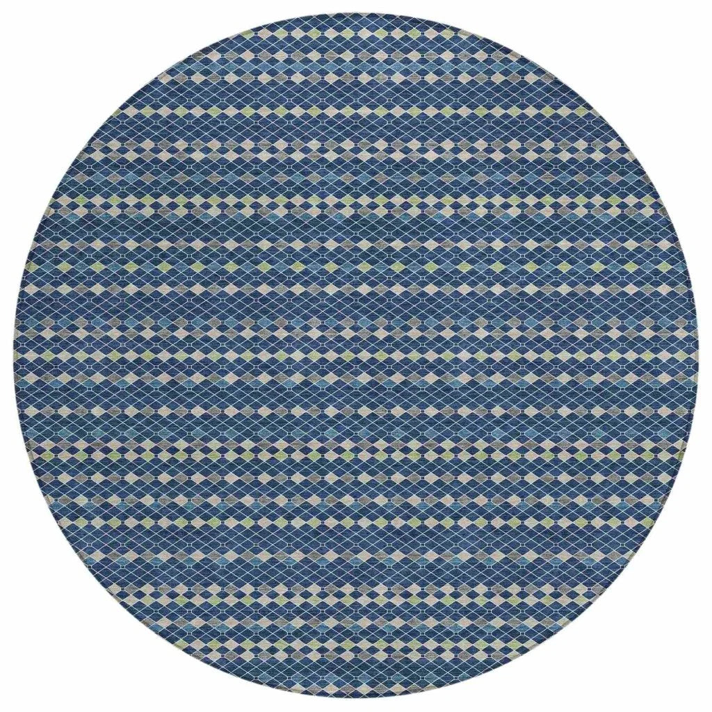 LOOMLAN Rugs Prismine Blue Washable Indoor-Outdoor Rug