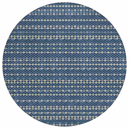 LOOMLAN Rugs Prismine Blue Washable Indoor-Outdoor Rug