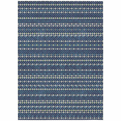 LOOMLAN Rugs Prismine Blue Washable Indoor-Outdoor Rug