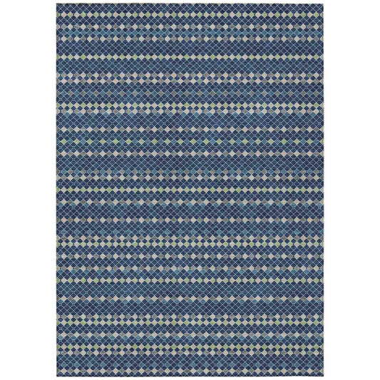LOOMLAN Rugs Prismine Blue Washable Indoor-Outdoor Rug