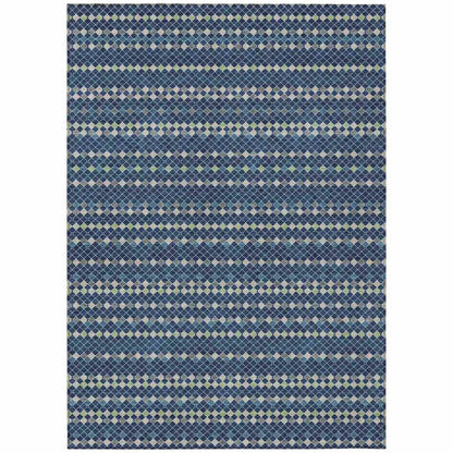 LOOMLAN Rugs Prismine Blue Washable Indoor-Outdoor Rug