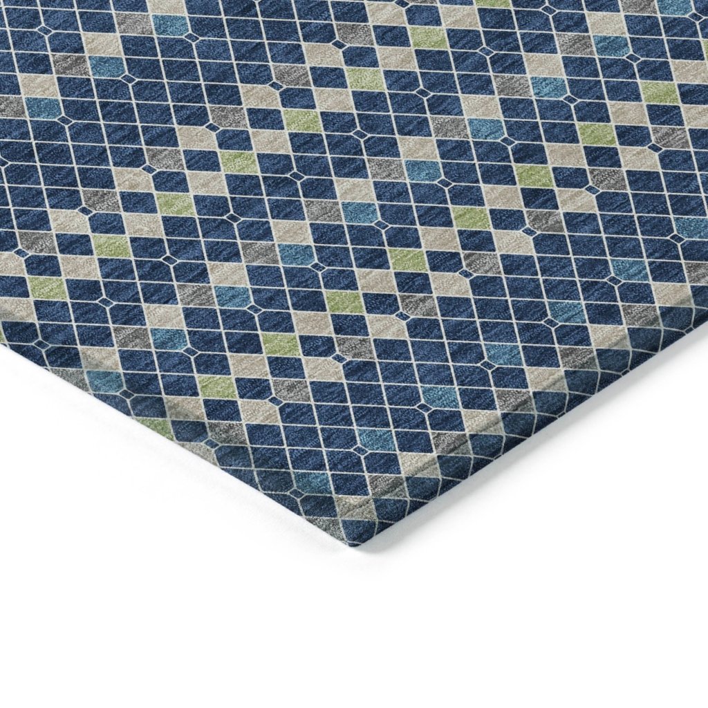 LOOMLAN Rugs Prismine Blue Washable Indoor-Outdoor Rug