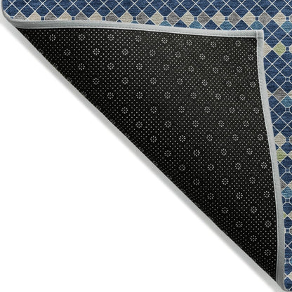 LOOMLAN Rugs Prismine Blue Washable Indoor-Outdoor Rug