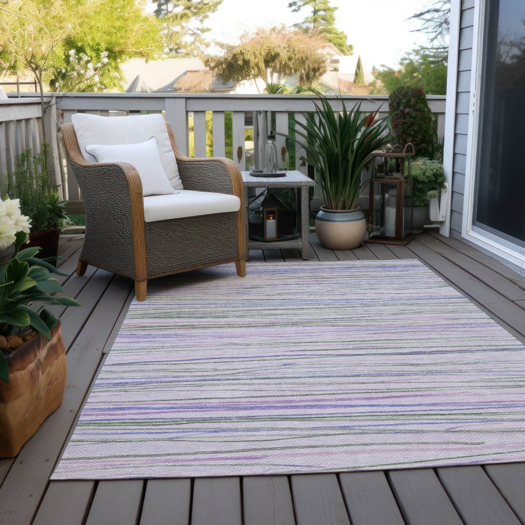 LOOMLAN Rugs Prizme Purple Washable Indoor-Outdoor Rug